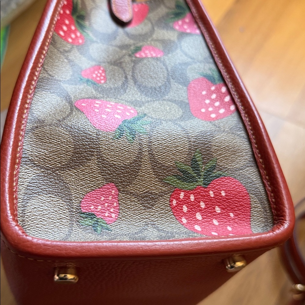 LOW START Coach Dempsey Carryall in signature canvas with strawberry print NWOT - Picture 11 of 11